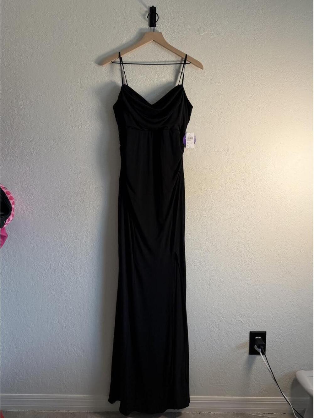 Windsor Black Ruched Spaghetti Strap Evening Dress Size Large